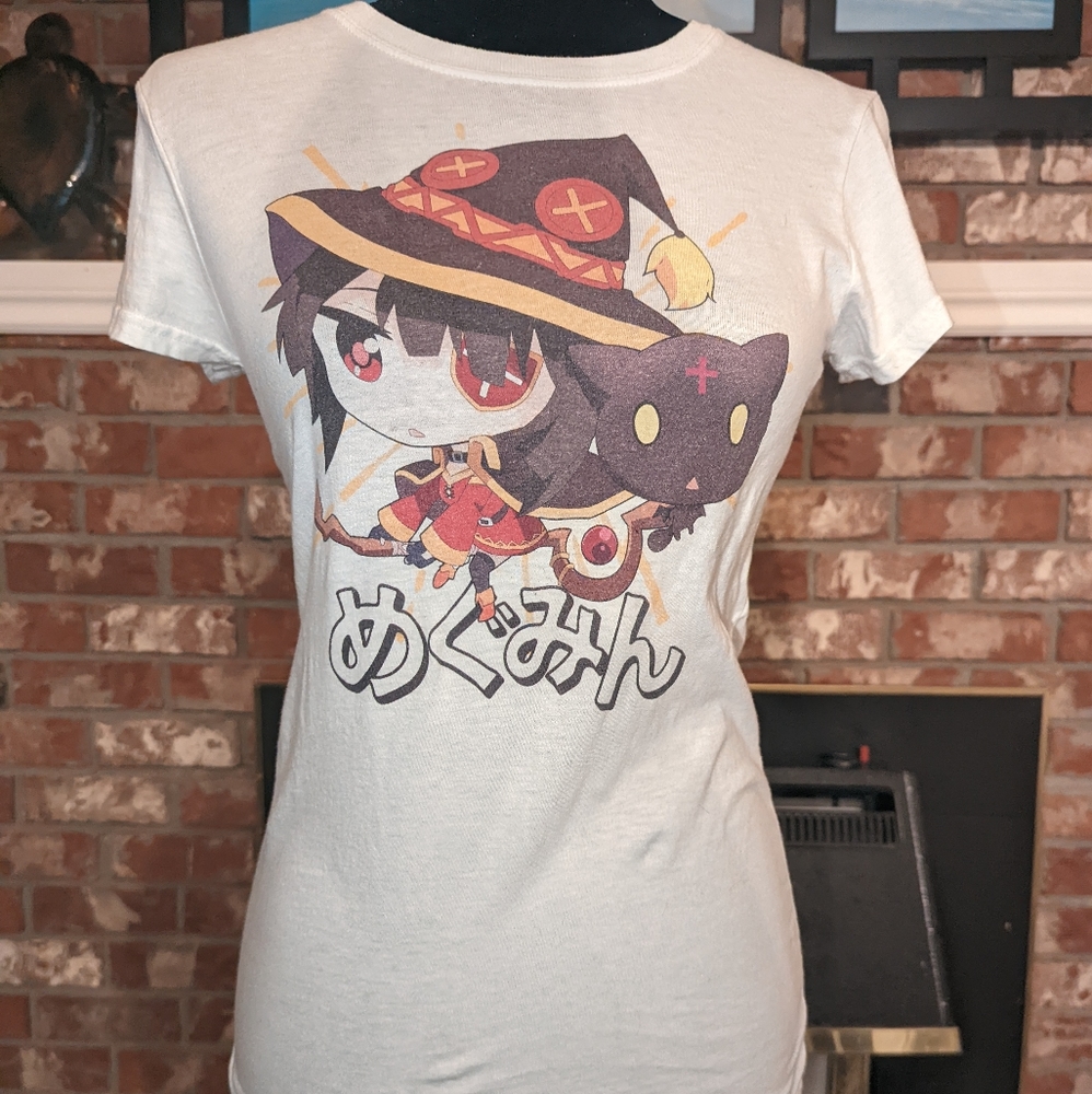 Japanese Anime- Original Konosuba, CrunchyRoll T-shirt, white, size Small